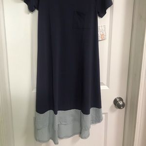 Lularoe XS Carly blue/purple w light blue dip NWT